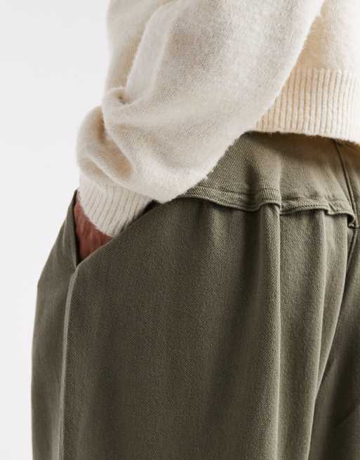 ASOS DESIGN - Pantaloni super oversize kaki slavato con cuciture a vista, 3 di 5