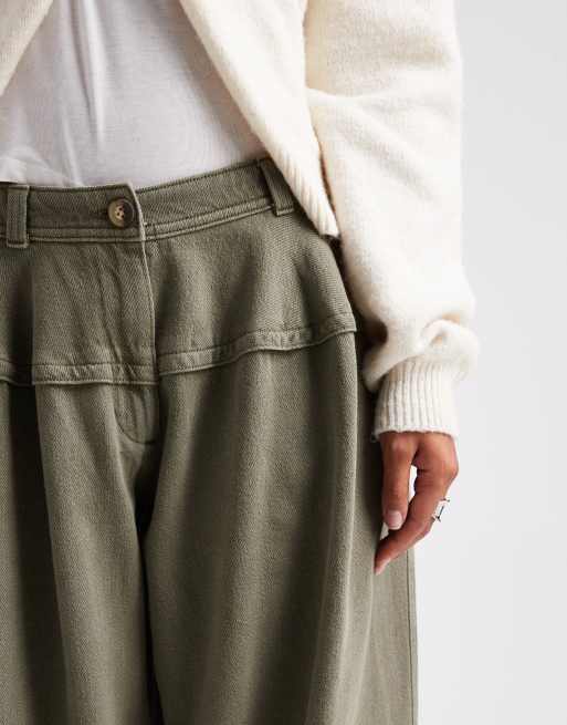 ASOS DESIGN - Pantaloni super oversize kaki slavato con cuciture a vista, 4 di 5