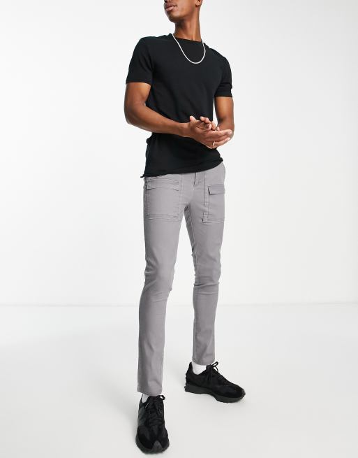 ASOS DESIGN - Pantaloni super skinny antracite con tasche sul davanti, 3 di 4