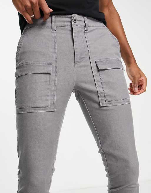 ASOS DESIGN - Pantaloni super skinny antracite con tasche sul davanti, 4 di 4