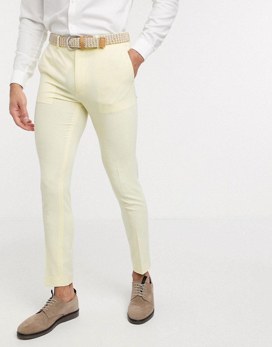 ASOS DESIGN - Pantaloni super skinny da abito giallo limone