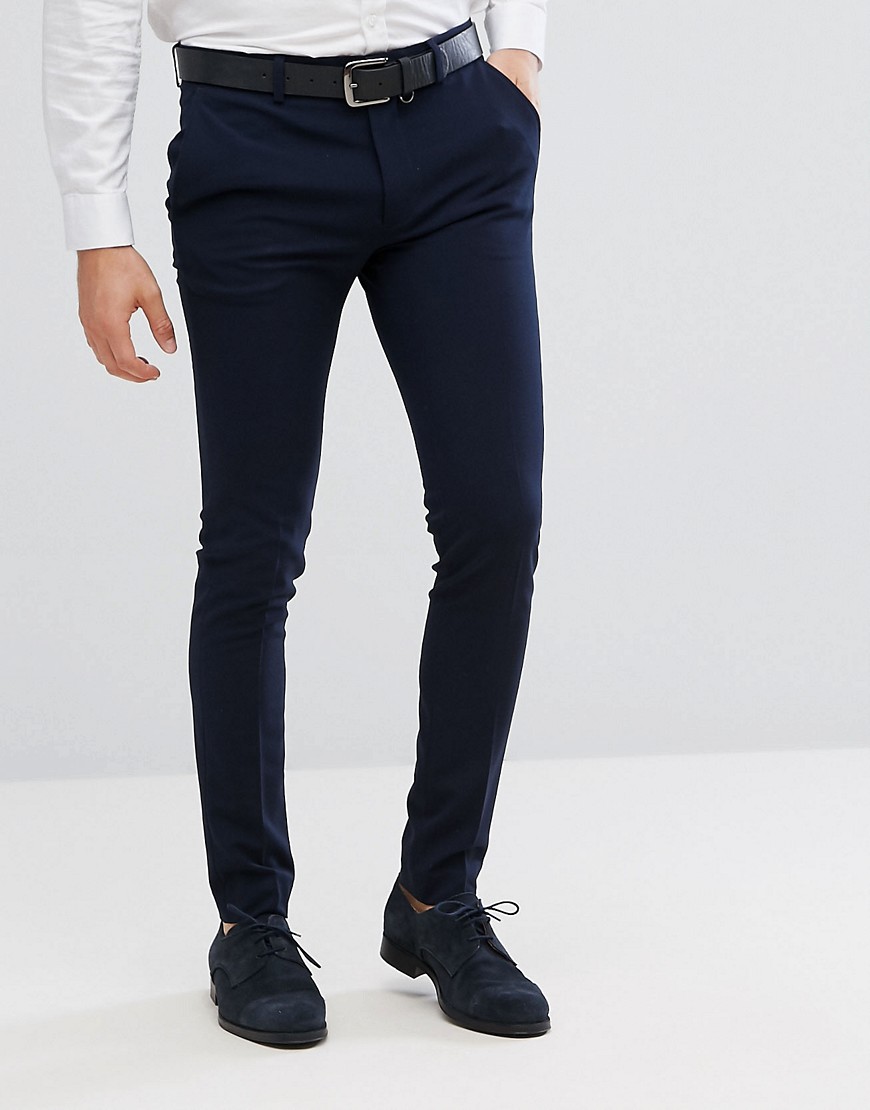 ASOS DESIGN - Pantaloni super skinny eleganti blu navy