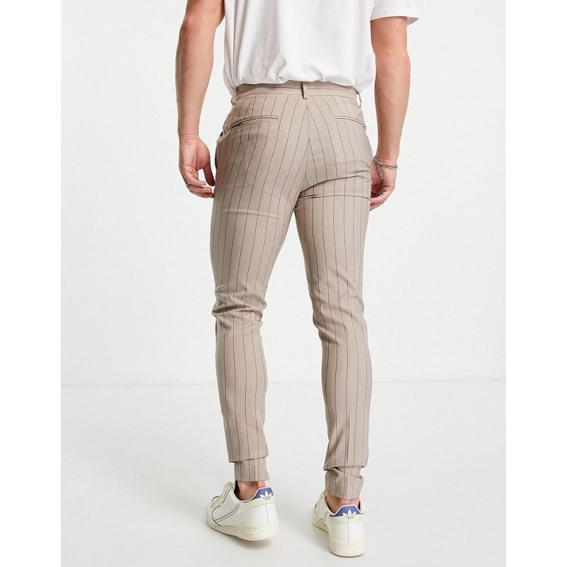 d2yKT Pantaloni skinny DESIGN - Pantaloni super skinny eleganti color pietra gessato