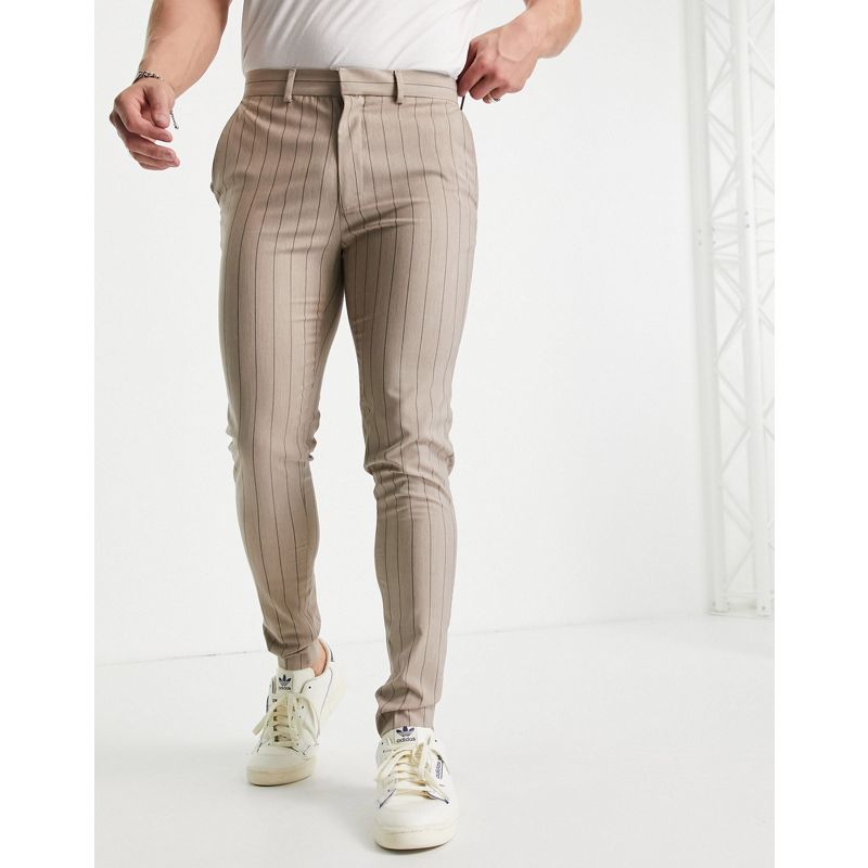 d2yKT Pantaloni skinny DESIGN - Pantaloni super skinny eleganti color pietra gessato