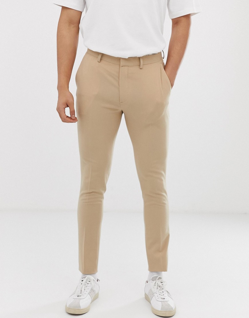 ASOS DESIGN - Pantaloni super skinny eleganti grigio pietra