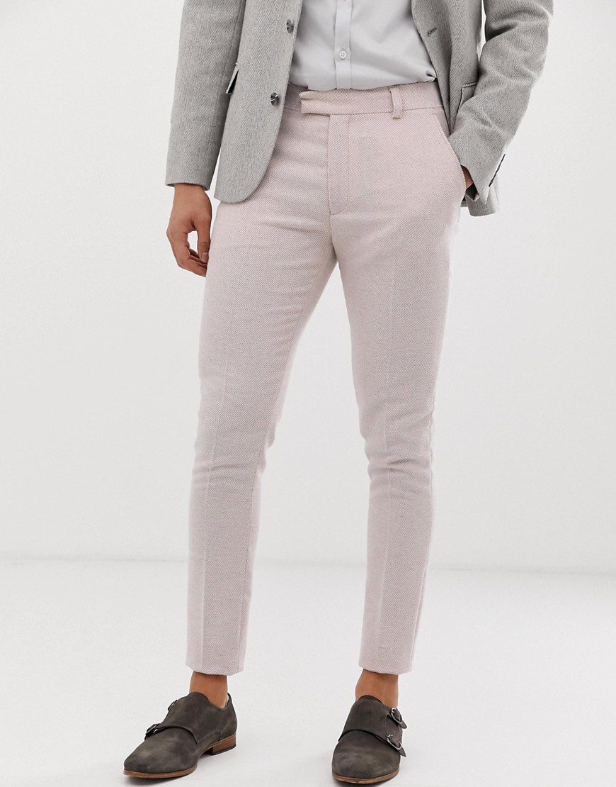 ASOS DESIGN - Pantaloni super skinny eleganti in twill rosa chiaro
