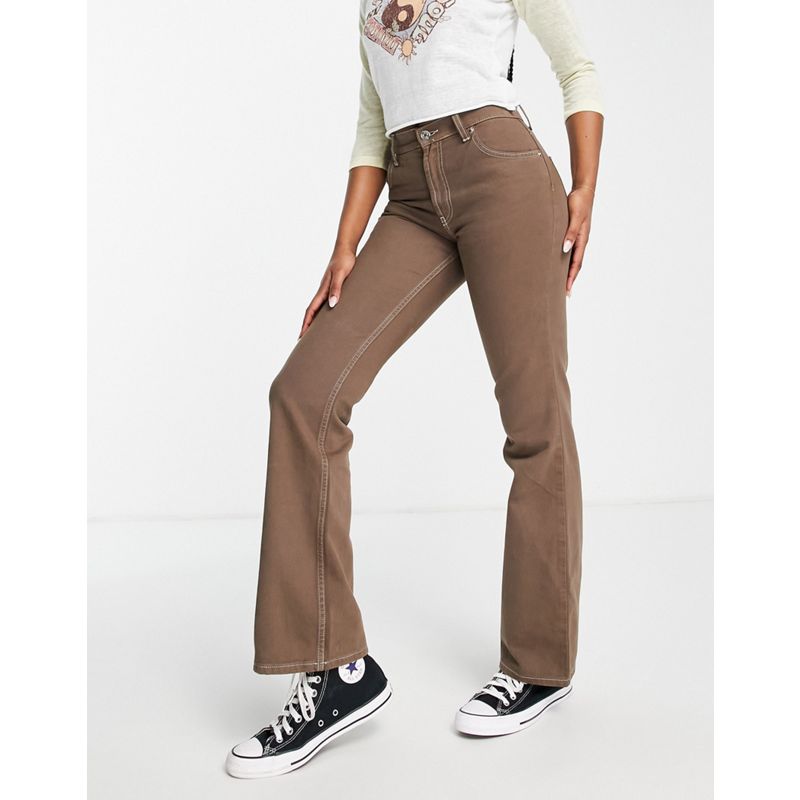 Pantaloni a zampa Pantaloni e leggings DESIGN - Pantaloni svasati a vita medio alta marrone cioccolato