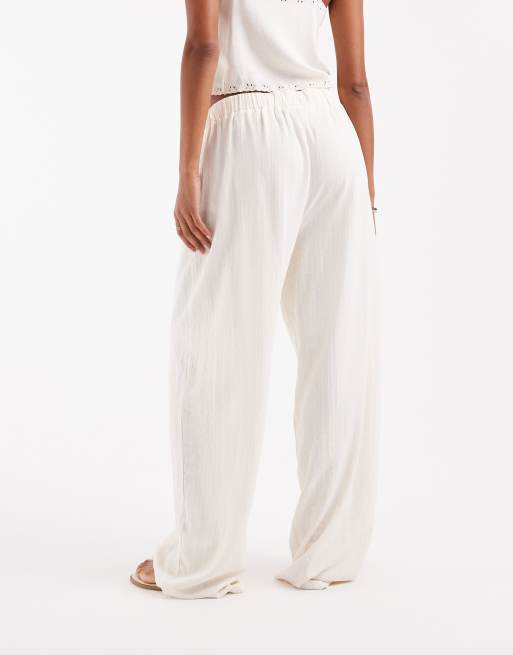 ASOS DESIGN - Pantaloni testurizzati stropicciati color pietra, 3 di 5