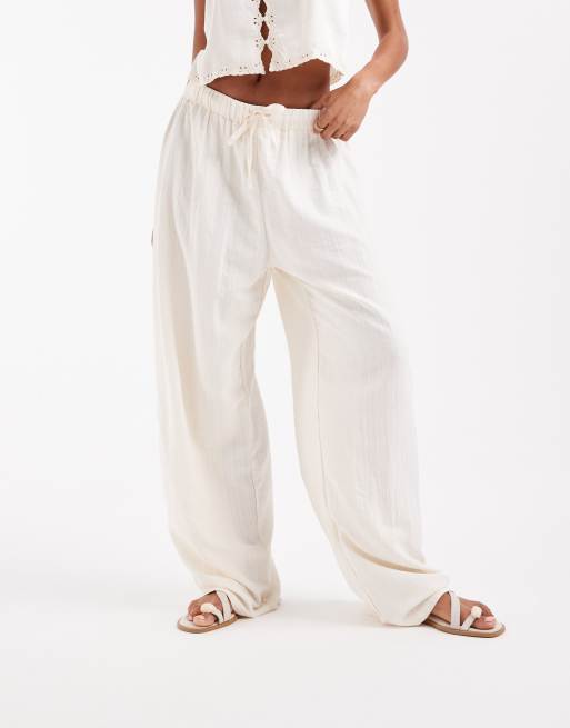 ASOS DESIGN - Pantaloni testurizzati stropicciati color pietra, 4 di 5