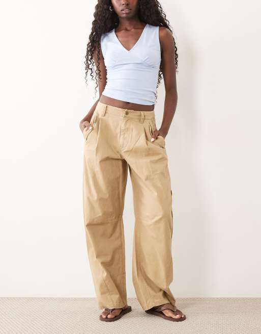 ASOS DESIGN pantaloni utility casual con dettaglio tasche in stone scuro