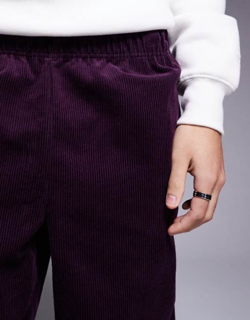 ASOS DESIGN - Pantaloni viola in velluto a coste con righe, 5 di 5