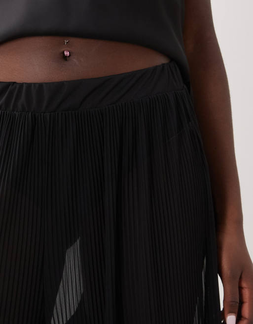 ASOS DESIGN pantaloni wide leg in mesh trasparente stropicciato neri, 3 di 5