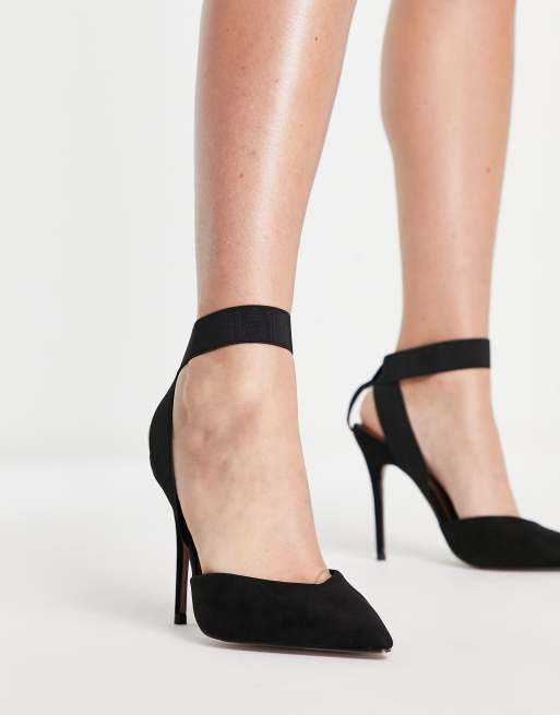 ASOS DESIGN Pantha elastic high heeled shoes in black