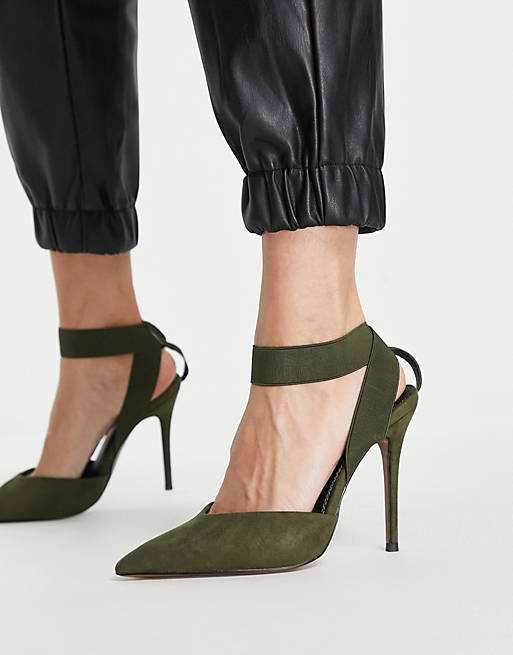 Women Heels/Pantha elastic high heeled shoes in khaki 