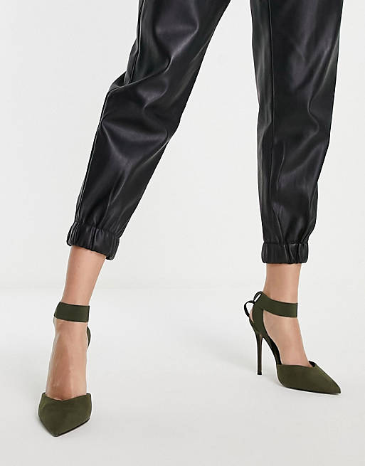 Women Heels/Pantha elastic high heeled shoes in khaki 