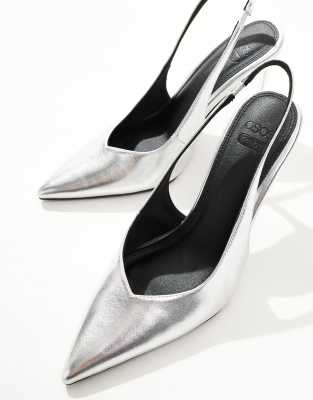 Asos Design Wide Fit Panther Pointed Slingback High Heel Pumps