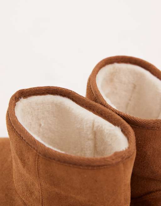 ASOS DESIGN - Pantoffellaarzen met voering van imitatiebont in lichtbruin, 3 van 4