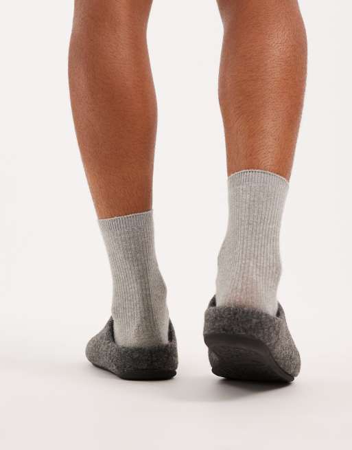 ASOS DESIGN - Pantoffelmuiltjes met grafisch borduursel in grijs vilt, 3 van 4