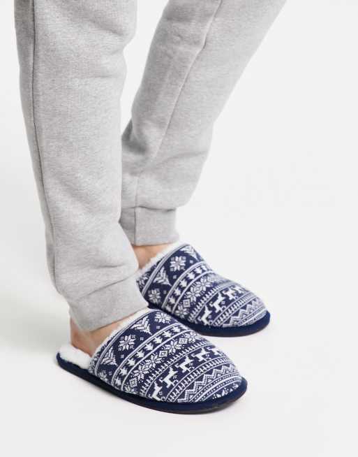 ASOS DESIGN - Pantoffels met open achterkant en Fairisle-breisel