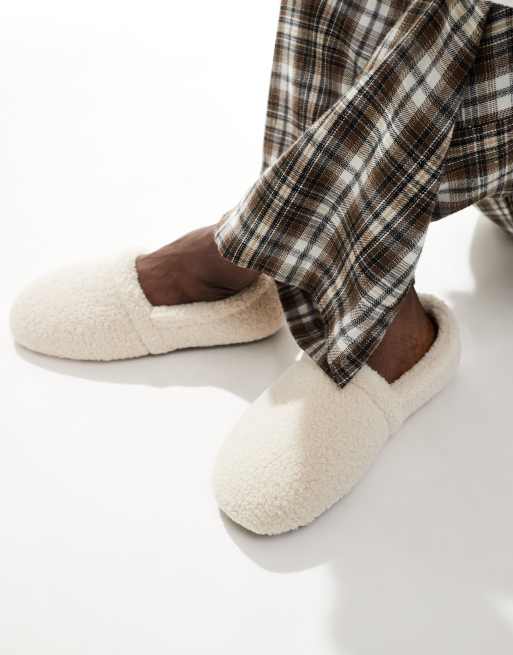 ASOS DESIGN - Pantofole in pile borg color crema