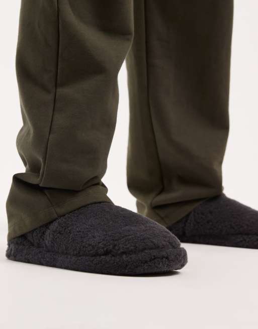 ASOS DESIGN - Pantofole in pile borg grigie, 4 di 4