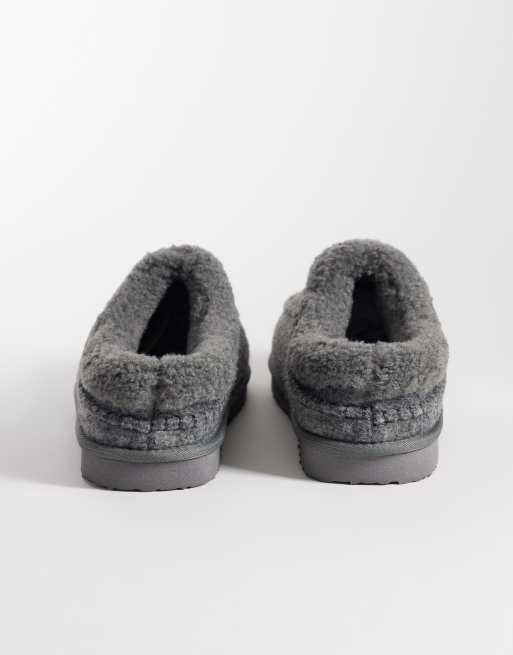 ASOS DESIGN pantofole mule con colletto in feltro grigio scuro, 4 di 4