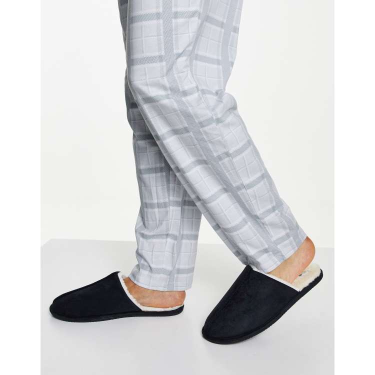 Pantofole nere con interno in pelliccia sintetica color crema Asos Uomo Scarpe Pantofole 