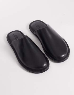 Pantoletten aus Leder in Schwarz Schwarz 43