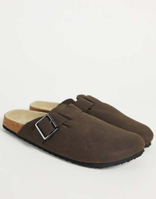 ASOS DESIGN – Pantoletten aus Wildlederimitat in Braun