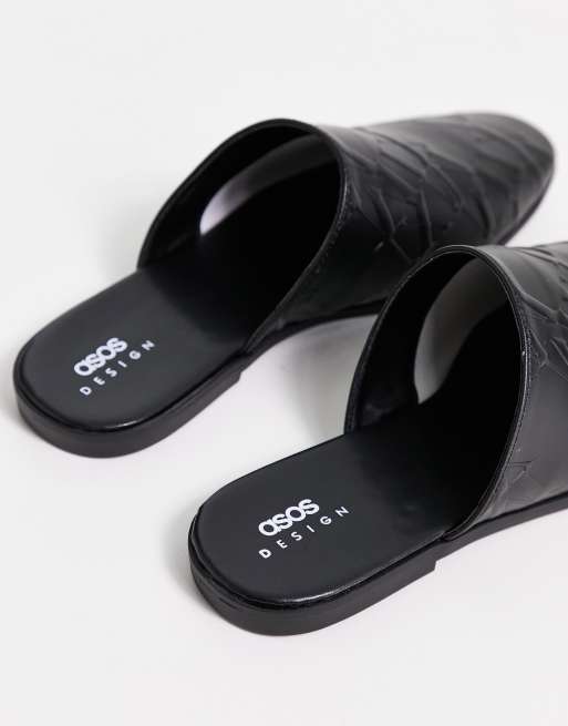 ASOS DESIGN – Pantoletten-Loafer aus schwarzem Kunstleder mit Prägung, 2 von 4