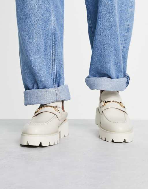 ASOS DESIGN – Pantoletten-Loafer mit klobiger Sohle in Kreidestein