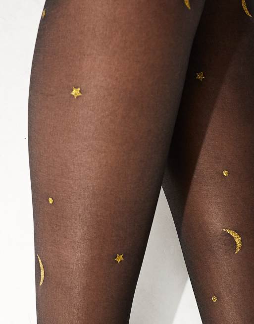 ASOS DESIGN - Panty met maantjes en sterren in zwart, 2 van 4