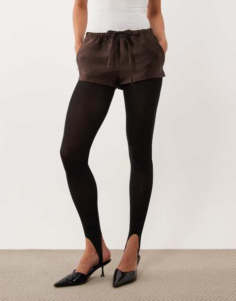 ASOS DESIGN panty's met voetlus in zwart - view 1