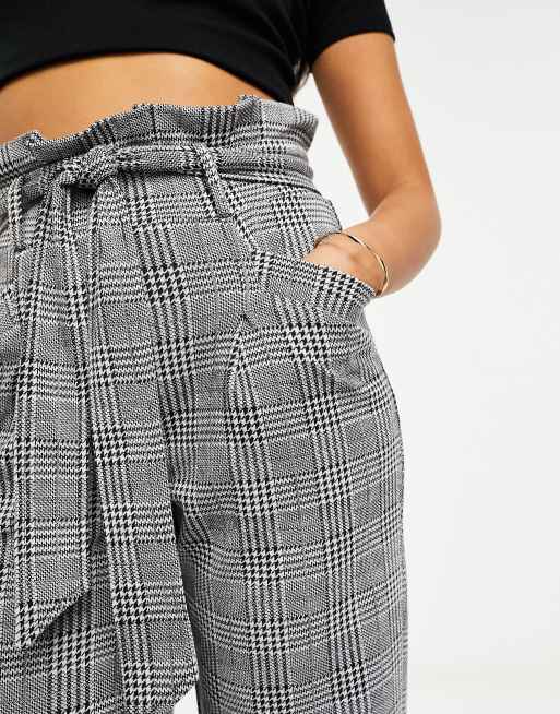 ASOS DESIGN paper bag waist peg trouser in prince of wales check, 4 of 4