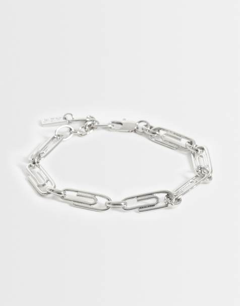 ASOS DESIGN paper clip chain bracelet in silver - view 1