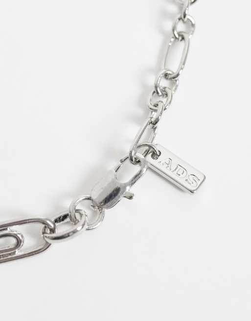 ASOS DESIGN paper clip chain bracelet in silver, 2 of 3