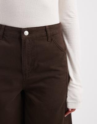 Asos Design Paper Touch Barrel Leg Pants-brown In Brown