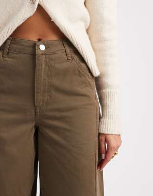 Asos Design Paper Touch Barrel Leg Pants-green In Green