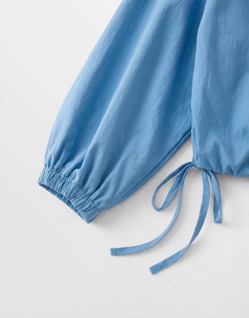 ASOS DESIGN paper touch poplin windbreaker co ord in aqua, 8 of 8
