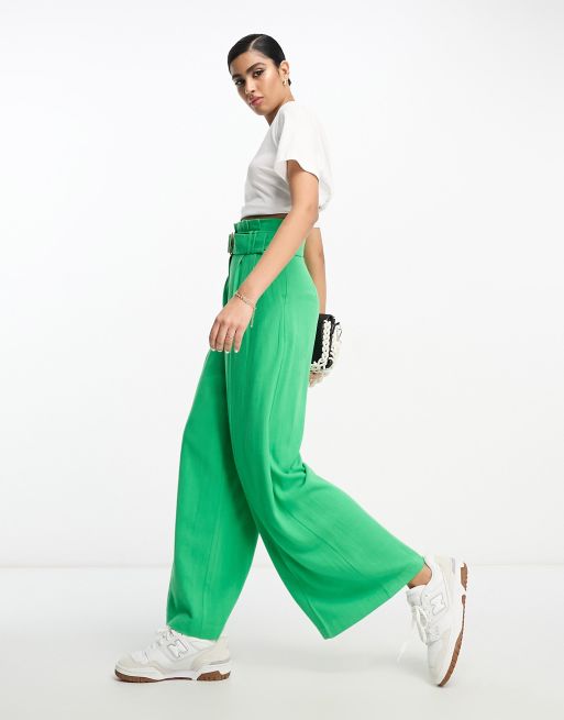 YOURS Curve Green Check Print Wide Leg Pyjama Bottoms