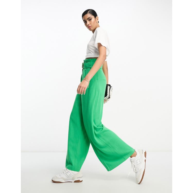 ASOS DESIGN belted wide leg pants in mustard