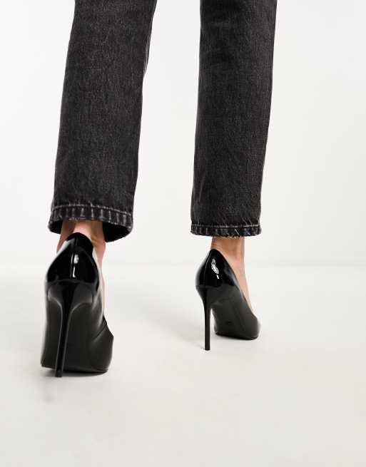 Asos black cheap court shoes