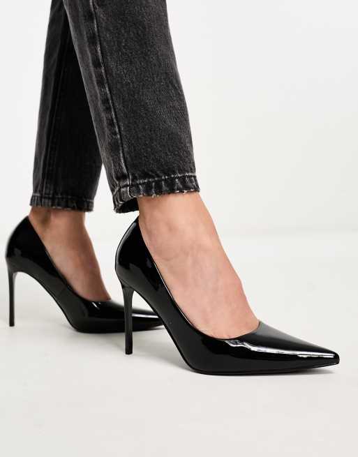 Asos black court on sale shoes