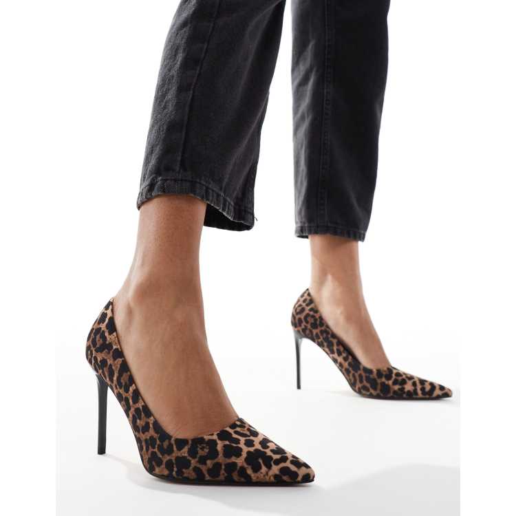 ASOS DESIGN Paphos pointed high heeled court shoes in leopard ASOS