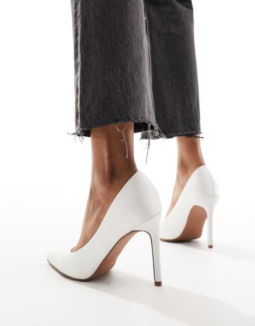 ASOS DESIGN Paphos pointed high heeled pumps in ivory satin