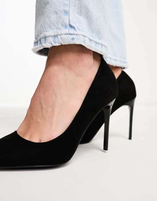 ASOS DESIGN Paphos Spitze Pumps in Schwarz mit hohem Absatz