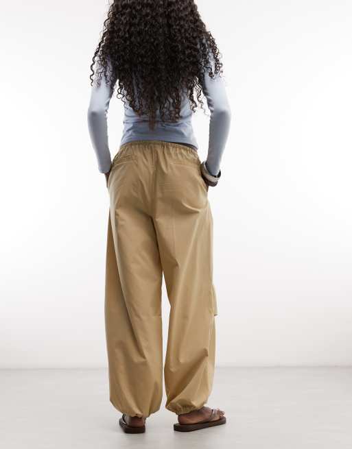 ASOS DESIGN parachute bubble trouser in beige, 5 of 5
