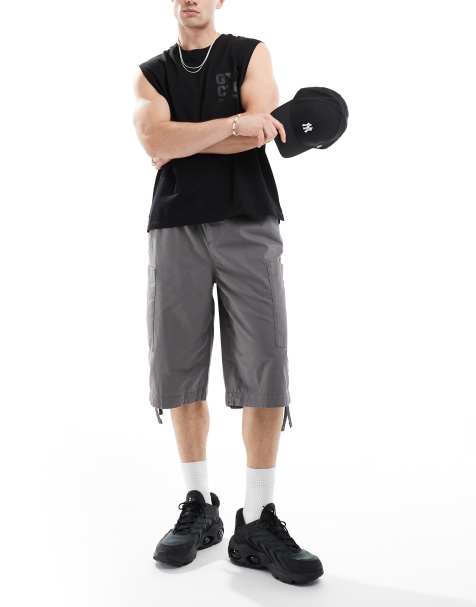 ASOS DESIGN parachute cargo jorts in charcoal - view 1