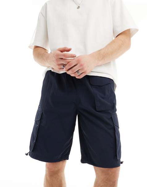 ASOS DESIGN parachute cargo jorts in navy - view 1