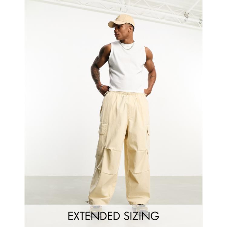 ASOS DESIGN parachute cargo pants in beige rip stop | ASOS
